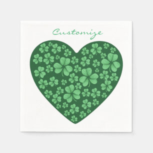 Serviette En Papier coeur Shamrock vert Saint Patrick's Day
