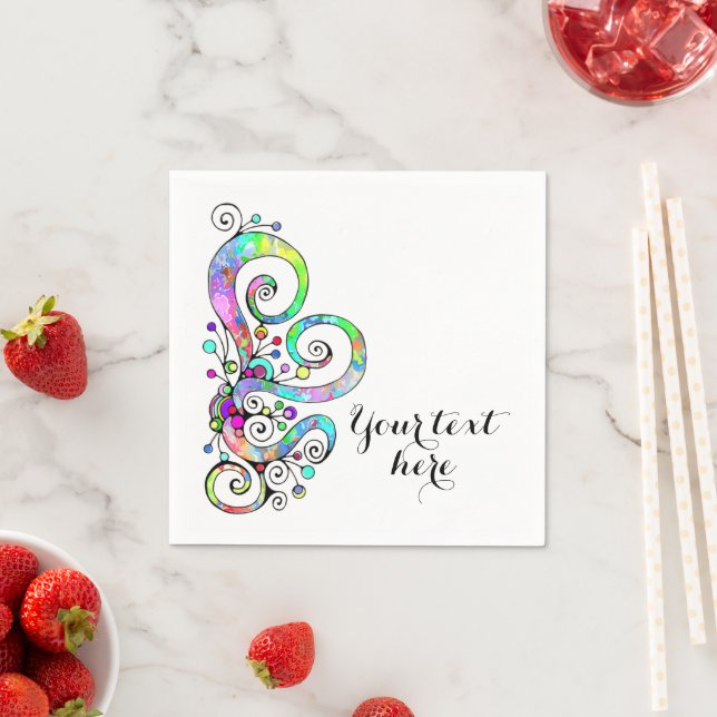 Serviette En Papier Coeur spiral Peint à la main 1 (En situation)