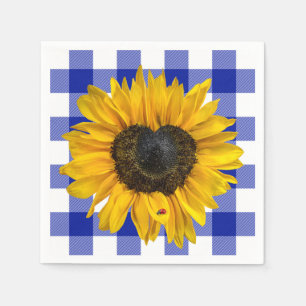 Serviette En Papier Coeur Tournesol Ladybug sur Buffalo Plaid