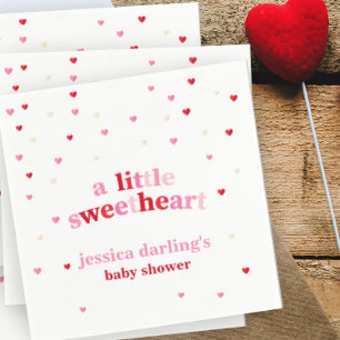 Serviette En Papier Coeur Valentine Thème Bébé Fille Douche Rouge Rose
