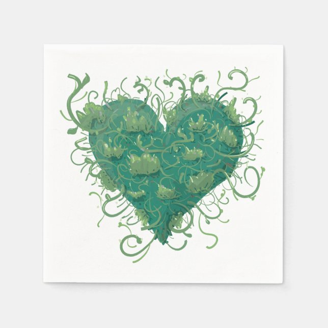 Serviette En Papier Coeur vert à l'intérieur (Devant)
