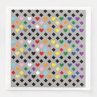 Serviette En Papier Coeurs arc-en-ciel
