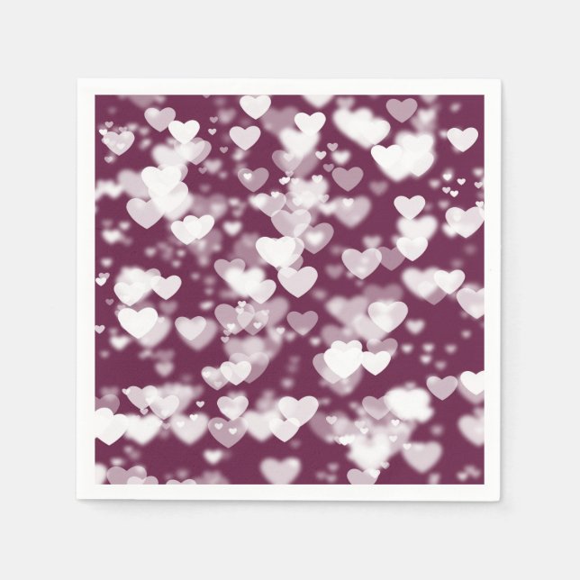Serviette En Papier Coeurs Bokeh roses (Devant)