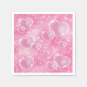 Serviette En Papier Cœurs bulles roses style mignon fille des années 9