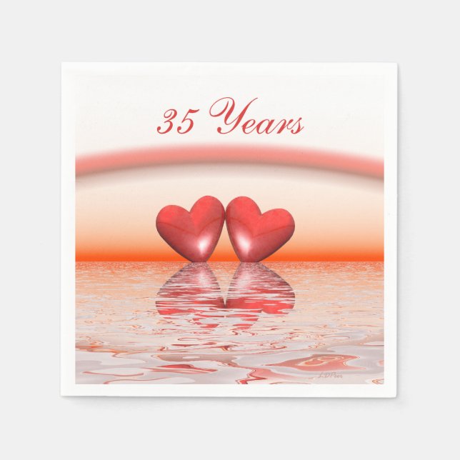 Serviette En Papier Coeurs coralliens du 35e anniversaire (Devant)