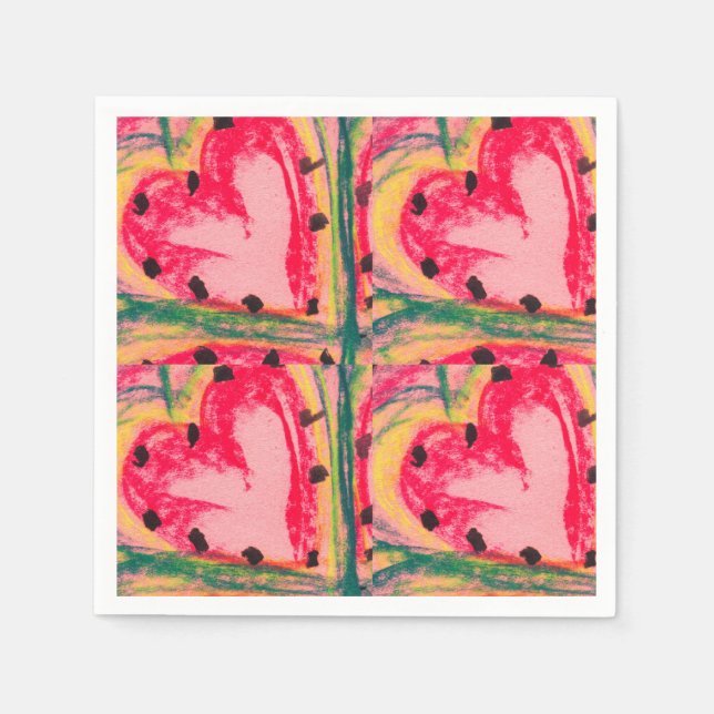 Serviette En Papier Coeurs d’amour (Devant)