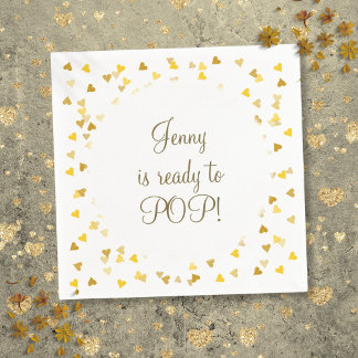 Serviette En Papier Cœurs d'amour dorés Prêts à éclater Baby Shower Sp