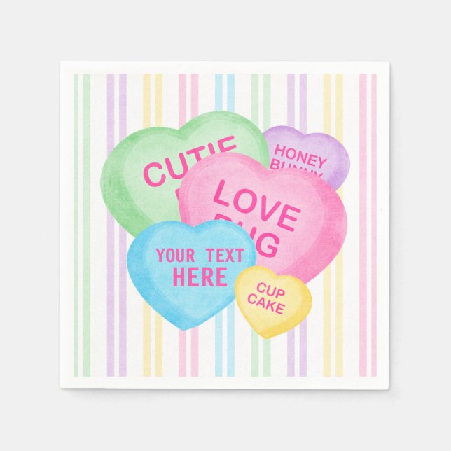 Serviette En Papier Coeurs de bonbons amusants (Devant)