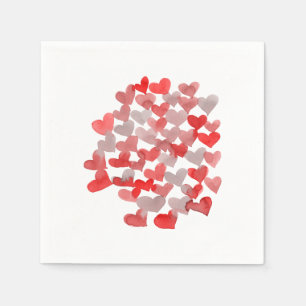 Serviette En Papier Coeurs de la Saint Valentin - rouge et gris