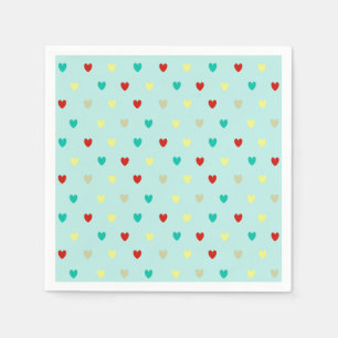 Serviette En Papier Coeurs de polka minuscules sur le vert de la mer