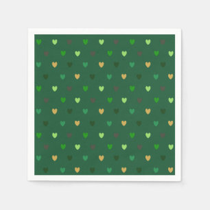 Serviette En Papier Coeurs de Polka sur vert de forêt