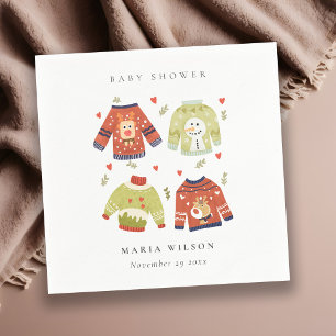Serviette En Papier Coeurs d'hiver mignonnes Baby shower laide et moch