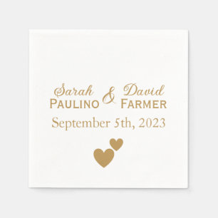 Serviette En Papier Coeurs d'or Mariage personnalisés