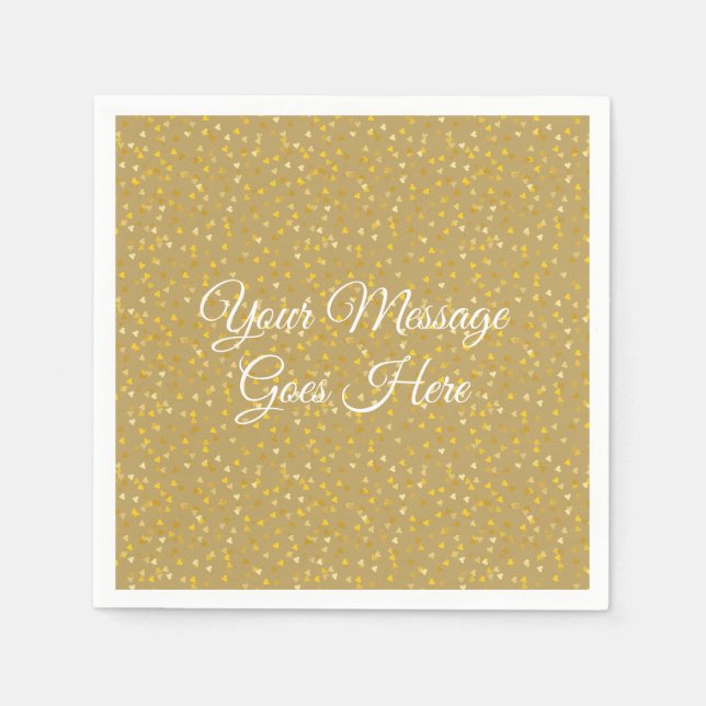 Serviette En Papier Cœurs Dorés (Devant)