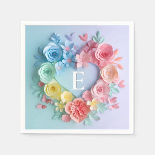 Serviette En Papier Coeurs En Papier, Fleurs, Papillons