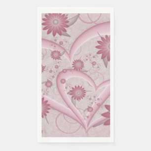 Serviette En Papier Cœurs et fleurs abstraits roses Amour Art fractal