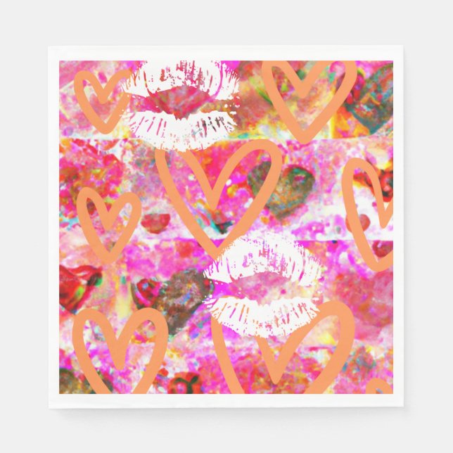 Serviette En Papier Coeurs et lèvres (Devant)