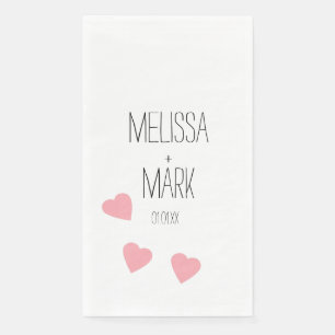 Serviette En Papier Coeurs flottants rose Monogramme