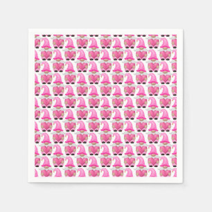 Serviette En Papier Coeurs Gnomes roses Bois Scandinave Cute