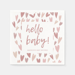 Serviette En Papier Coeurs modernes Pink Girl Baby shower Party servie