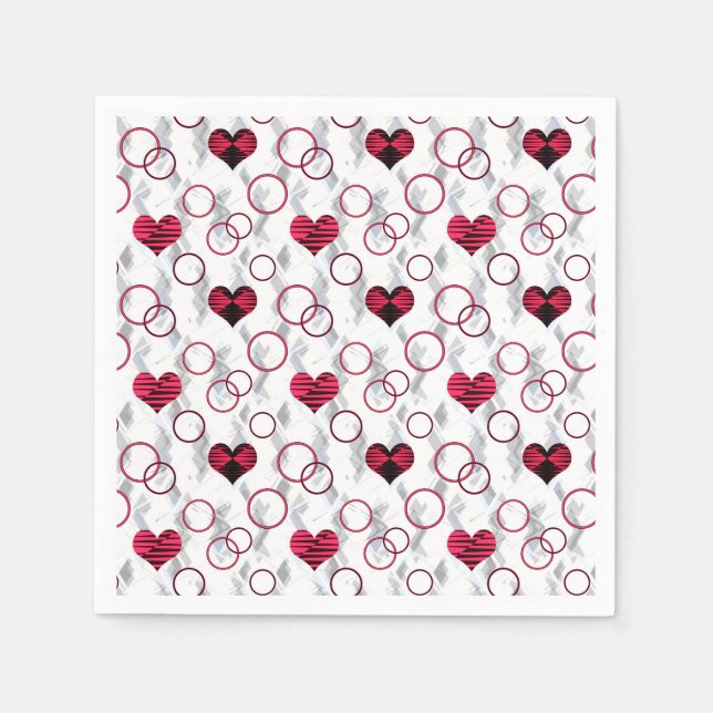 Serviette En Papier Coeurs noirs rouges mignons (Devant)