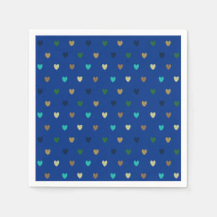 Serviette En Papier Coeurs Polka dans les tons bleu paon