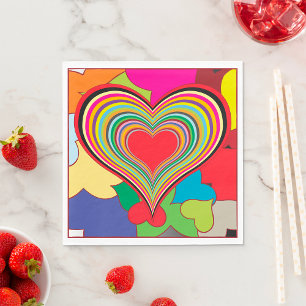Serviette En Papier Coeurs rétro vibrants