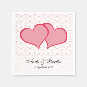 Serviette En Papier Coeurs romantiques Graphique Elle rose