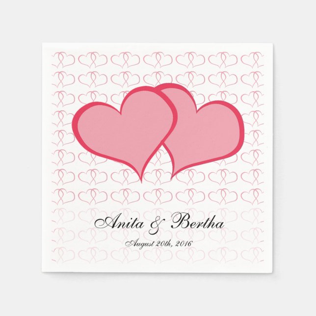 Serviette En Papier Coeurs romantiques Graphique Elle rose (Devant)