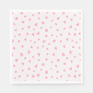 Serviette En Papier Coeurs rose aquarelle