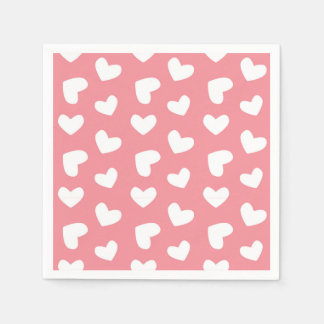 Serviette En Papier Coeurs rose et blanc