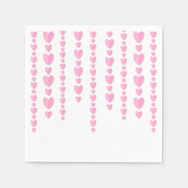 Serviette En Papier Coeurs roses mignonette Saint Valentin (Devant)