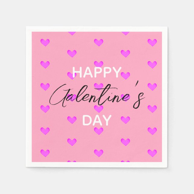 Serviette En Papier Coeurs roses mignons Bonne Journée des Galentines (Devant)