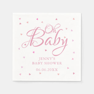 Serviette En Papier Coeurs roses Oh baby shower bébé