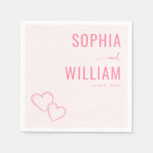 Serviette En Papier Cœurs roses romantiques