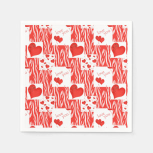 Serviette En Papier Coeurs rouges, amour.