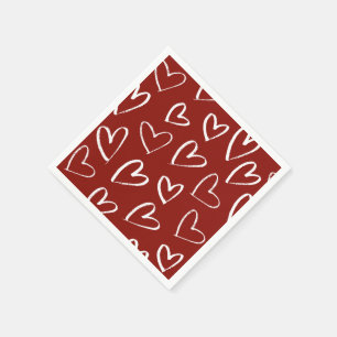 Serviette En Papier Coeurs rouges et blancs