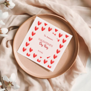 Serviette En Papier Coeurs rouges mignons Saint Valentin