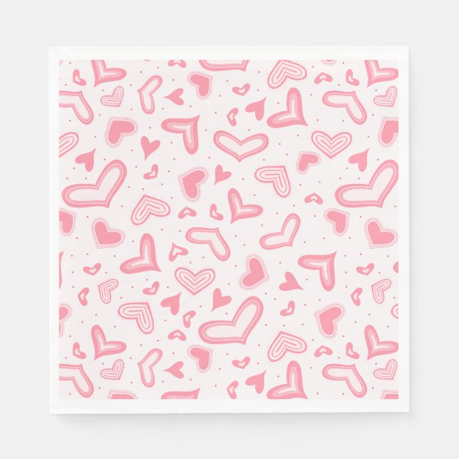 Serviette En Papier Coeurs valentin fantaisistes (Devant)
