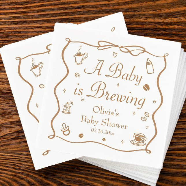 Serviette En Papier Coffee A Baby is Brewing Baby Shower (Créateur téléchargé)