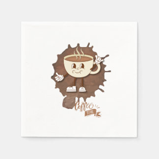Serviette En Papier Coffee Time – Cute Smiling Cup with Heart Steam & 