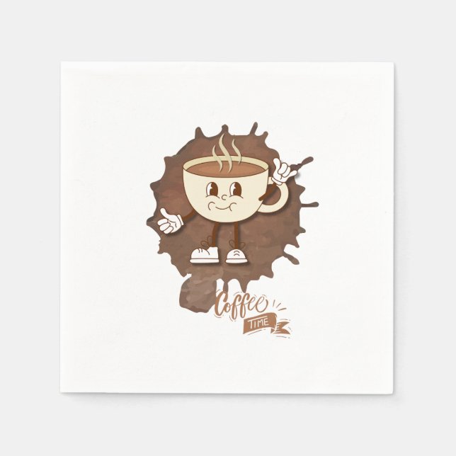 Serviette En Papier Coffee Time – Cute Smiling Cup with Heart Steam &  (Devant)