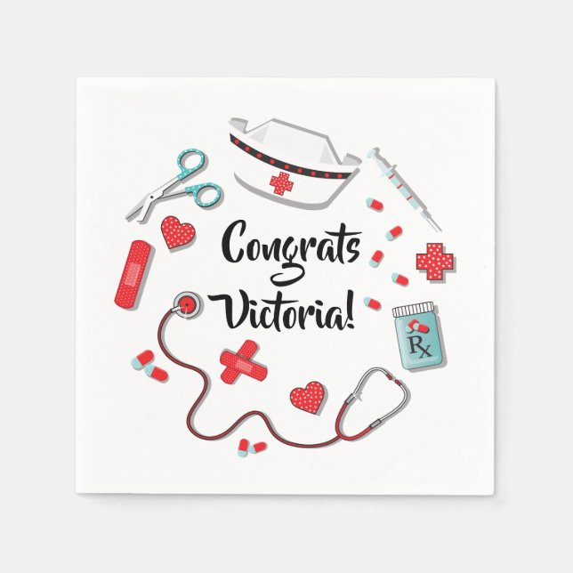 Serviette En Papier Coffrets de fête de remise des diplômes d'infirmiè (Devant)
