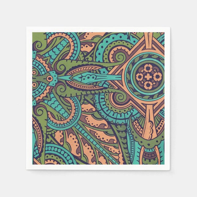 Serviette En Papier Coiffeur motif Art nouveau abstrait (Devant)