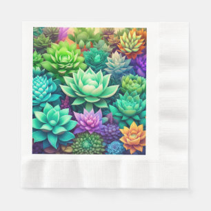 Serviette En Papier Collage Aloe Vera et Succulents