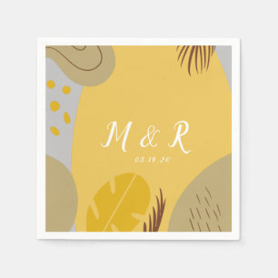 Serviette En Papier Collage Biologique Monstera Mariage Tons Terre Jau