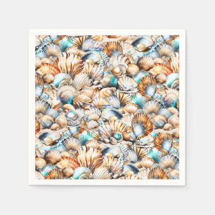 Serviette En Papier Collage de coquillages diamant coquille chic