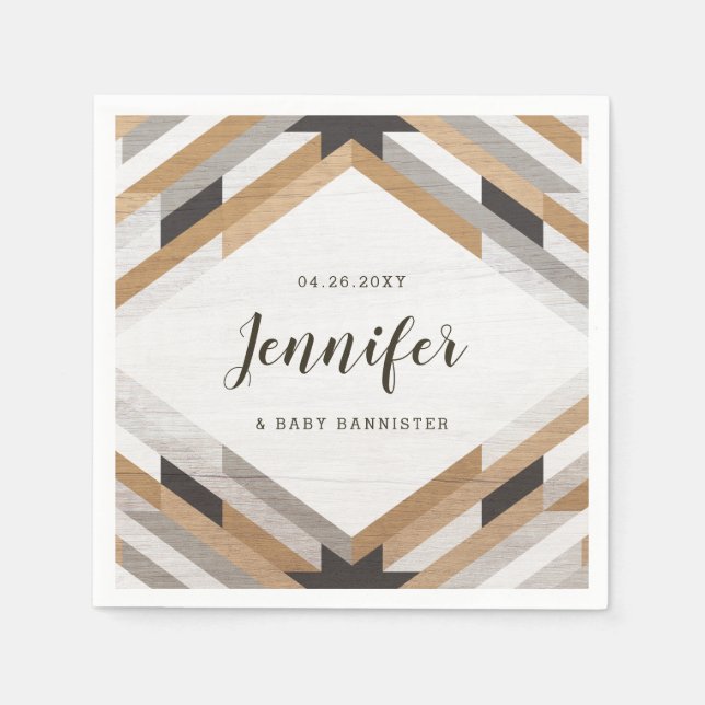 Serviette En Papier Collage de grains de bois Paruline à manches neutr (Devant)