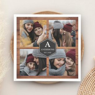 Serviette En Papier Collage de photos de famille en bois de grange rus