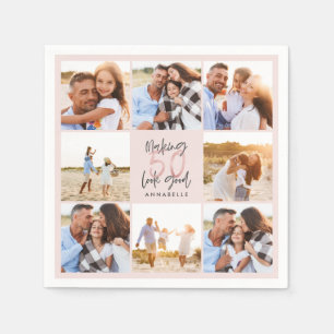 Serviette En Papier Collage de photos de la parties scintillant rose d